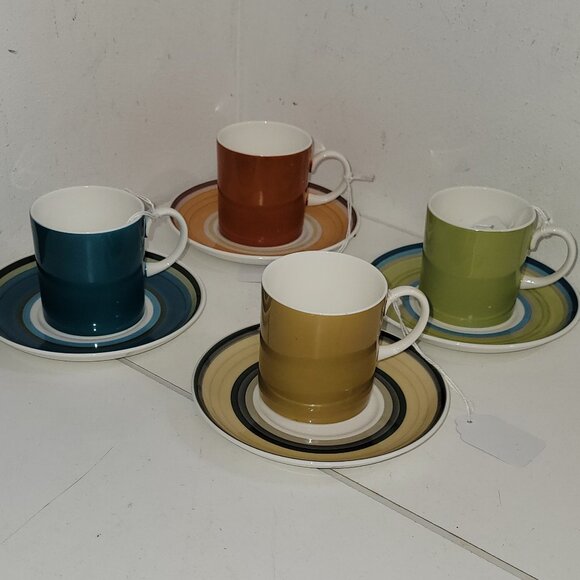 Wedgwood Susie Cooper Gay Stripes 60's Vintage Coffee Cup and Saucers Mixed Set